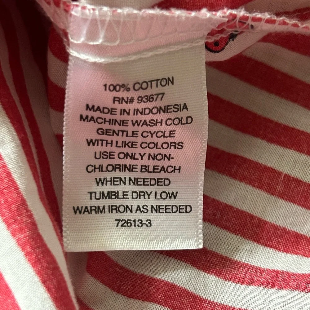 St. John’s Bay Strawberry Striped Button-Up Fruit Top Women’s M Cotton 90s Retro - Picture 9 of 9